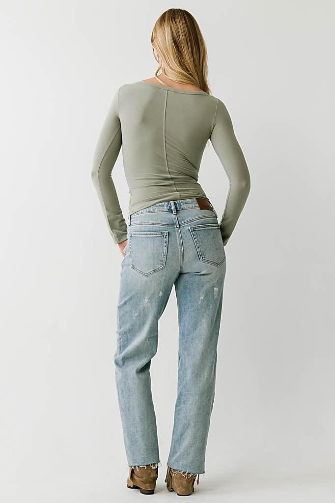 Nellie Boat Neck Top in Sage