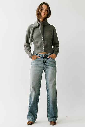 Birdie Button Down Sweater in Charcoal
