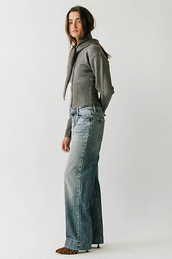 Birdie Button Down Sweater in Charcoal
