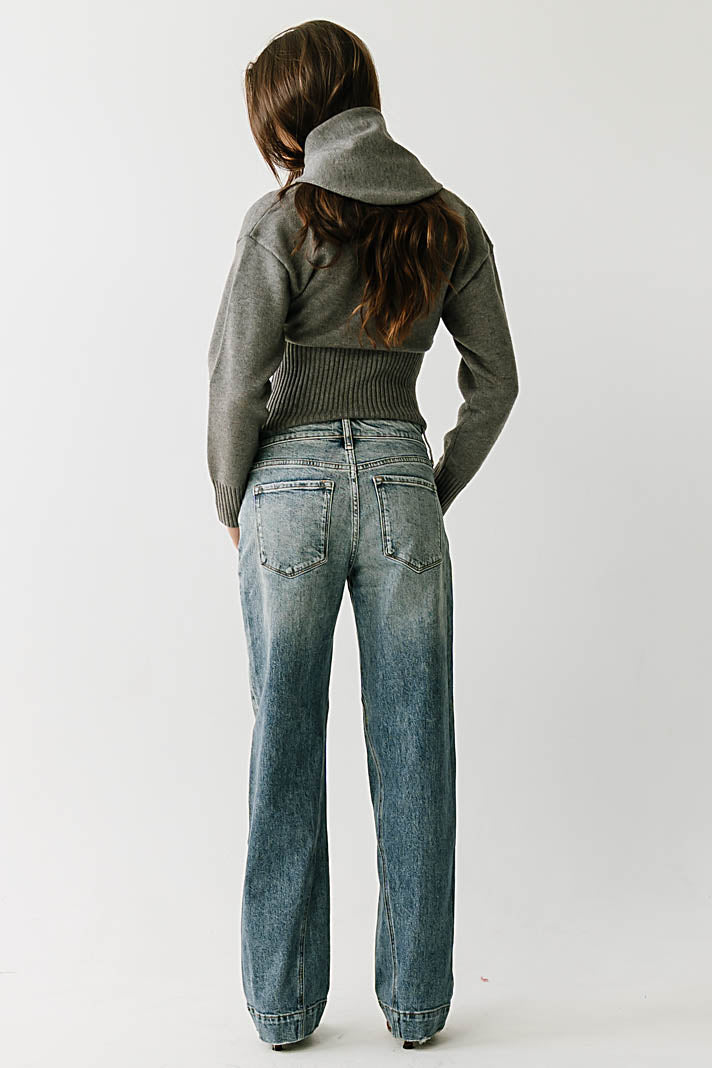 Birdie Button Down Sweater in Charcoal