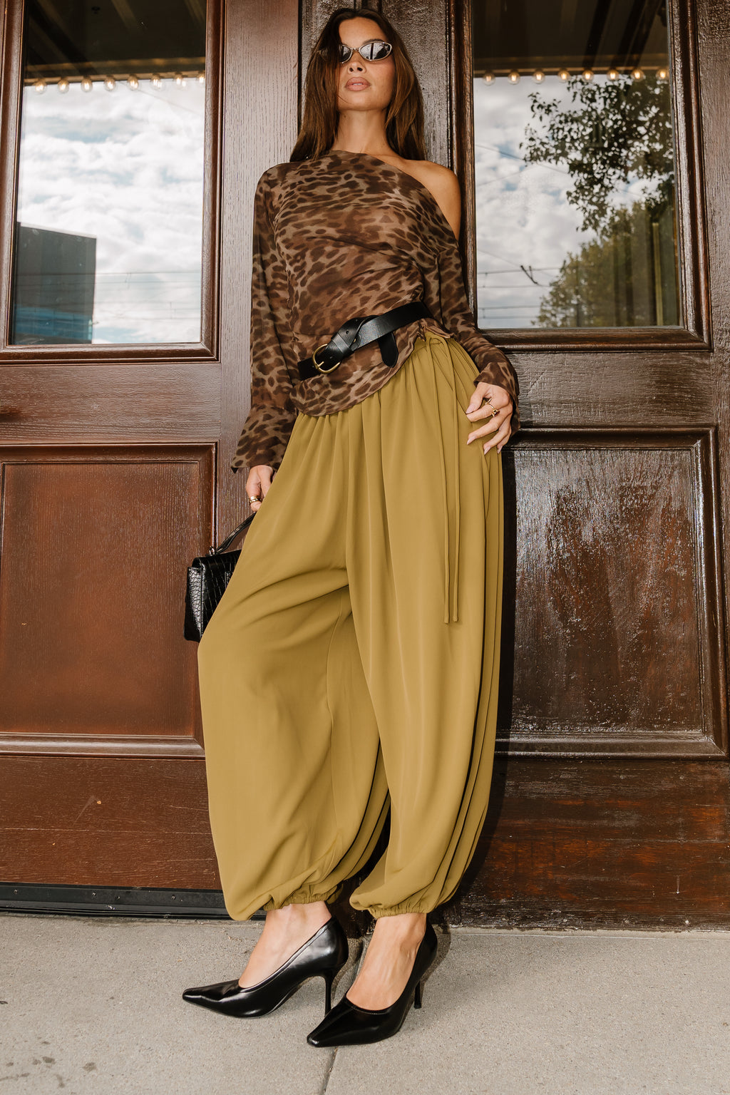 Analia Balloon Pants in Chartreuse