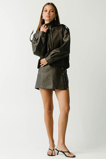 Landry Textured Faux Leather Jacket
