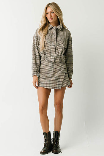 Sophie Houndstooth Bomber Jacket