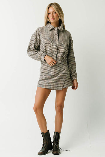 Sophie Houndstooth Bomber Jacket