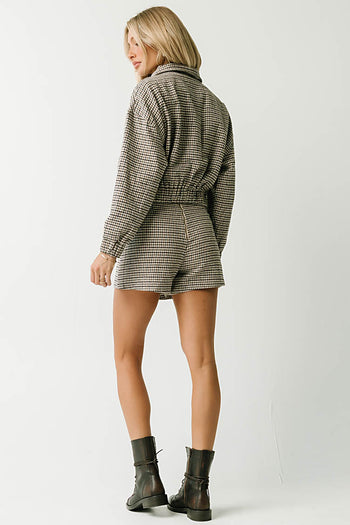 Sophie Houndstooth Bomber Jacket