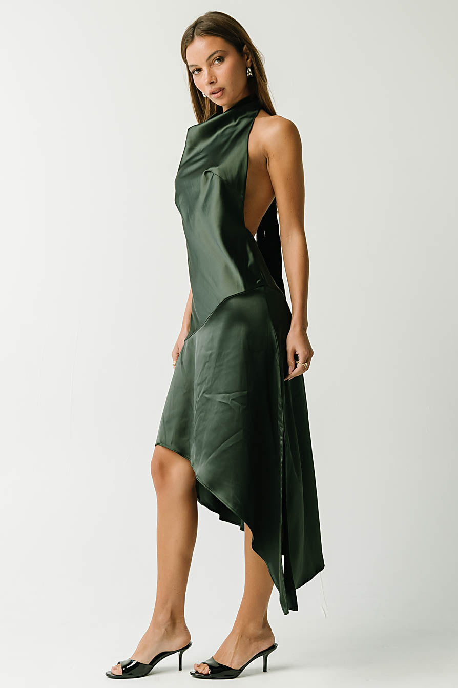Angelica Satin Halter Dress