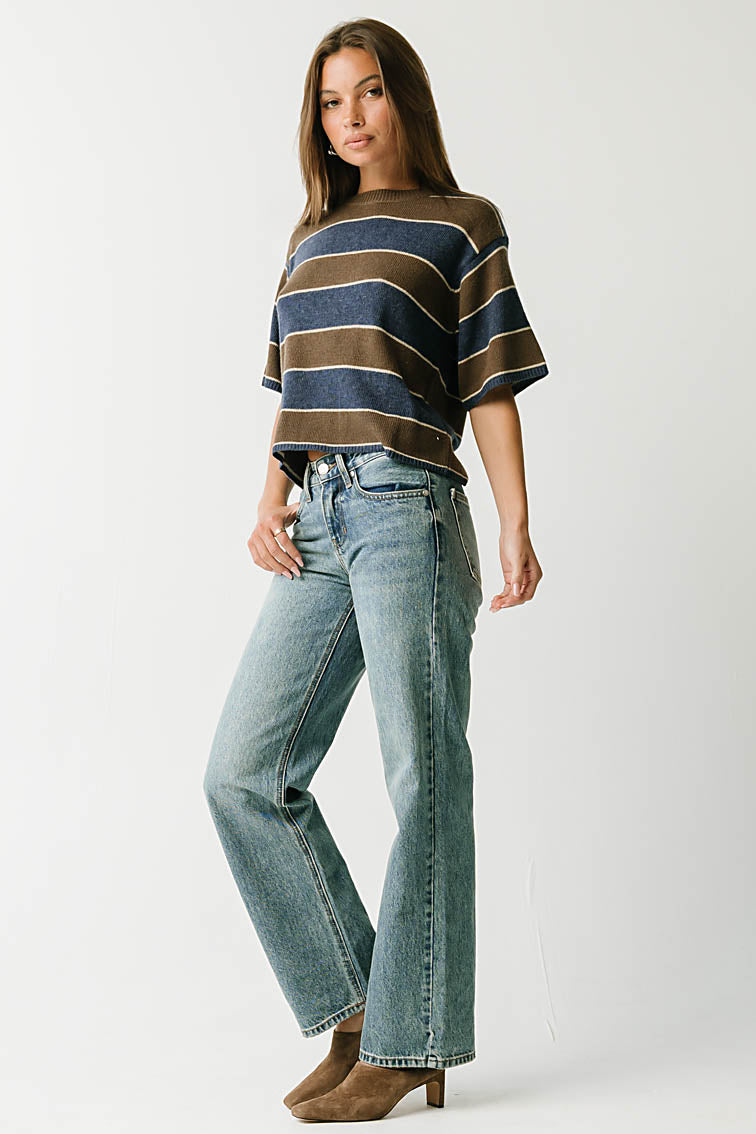 Tracy Striped Sweater Tee in Brown