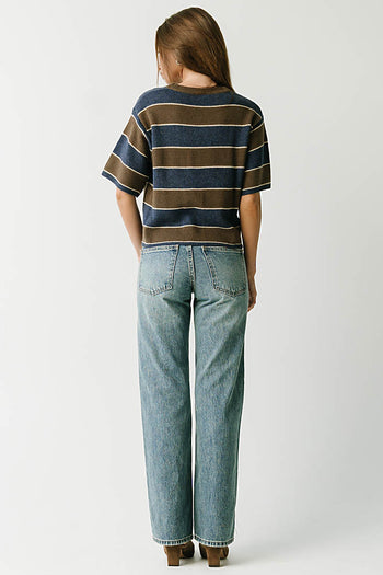 Tracy Striped Sweater Tee in Brown