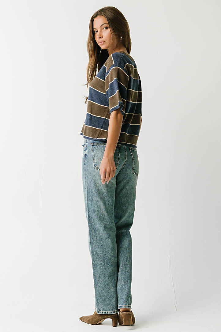 Tracy Striped Sweater Tee in Brown