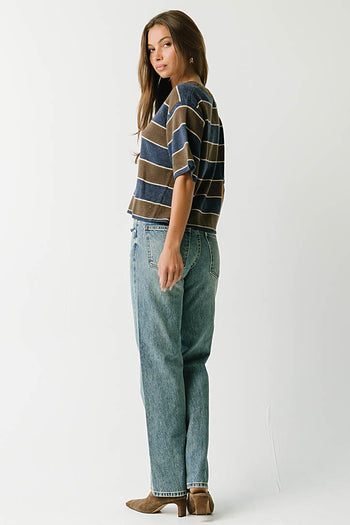 Tracy Striped Sweater Tee in Brown