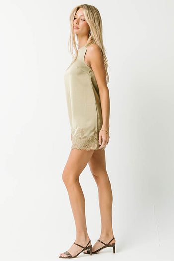 Scotty Lace Trim Mini Dress in Olive
