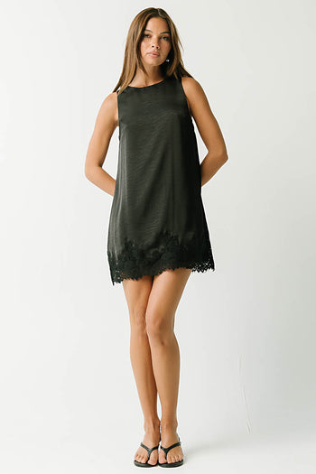 Scotty Lace Trim Mini Dress in Black