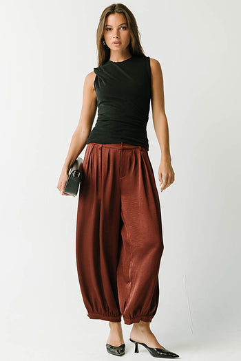 Barbara Satin Balloon Pants in Rust