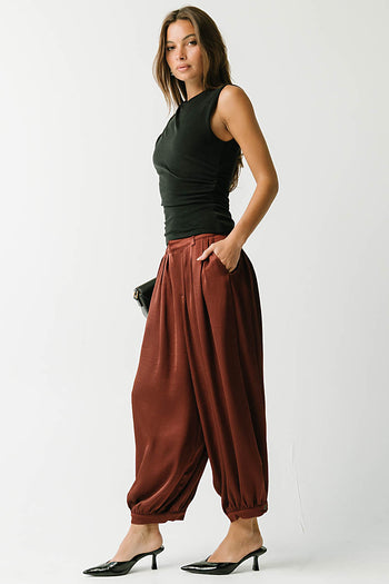 Barbara Satin Balloon Pants in Rust