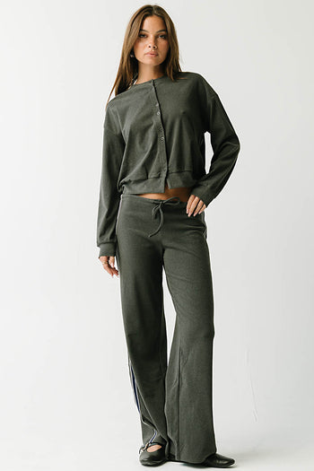 Stacey Button Up Sweater in Charcoal