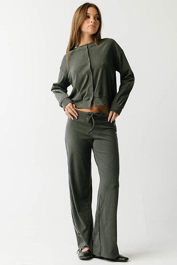 Stacey Button Up Sweater in Charcoal