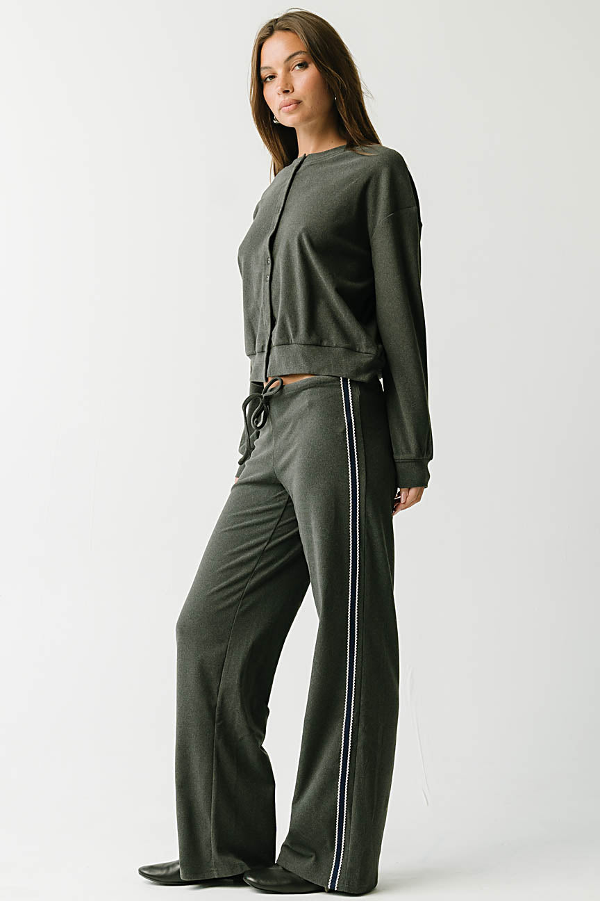Stacey Stripe Trousers in Charcoal