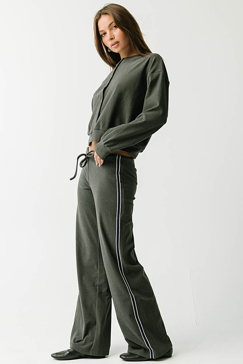 Stacey Button Up Sweater in Charcoal