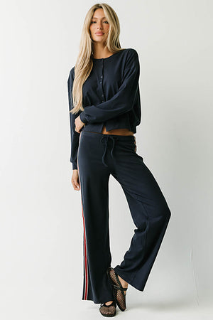 Stacey Stripe Trousers in Navy