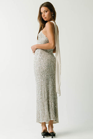 Max Sequin Maxi Dress in Silver