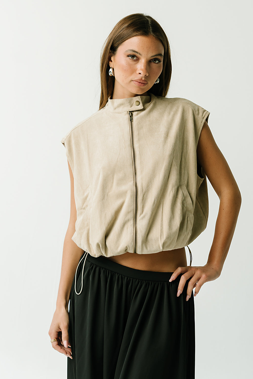 True Sleeveless Suede Vest
