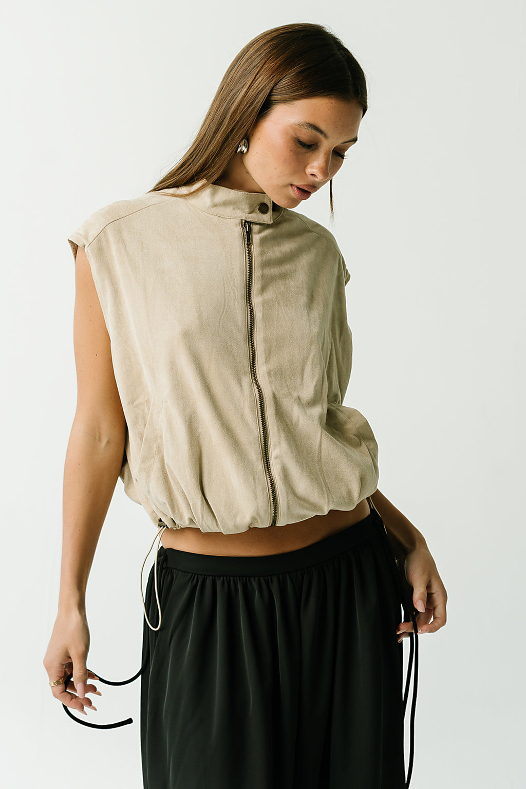True Sleeveless Suede Vest