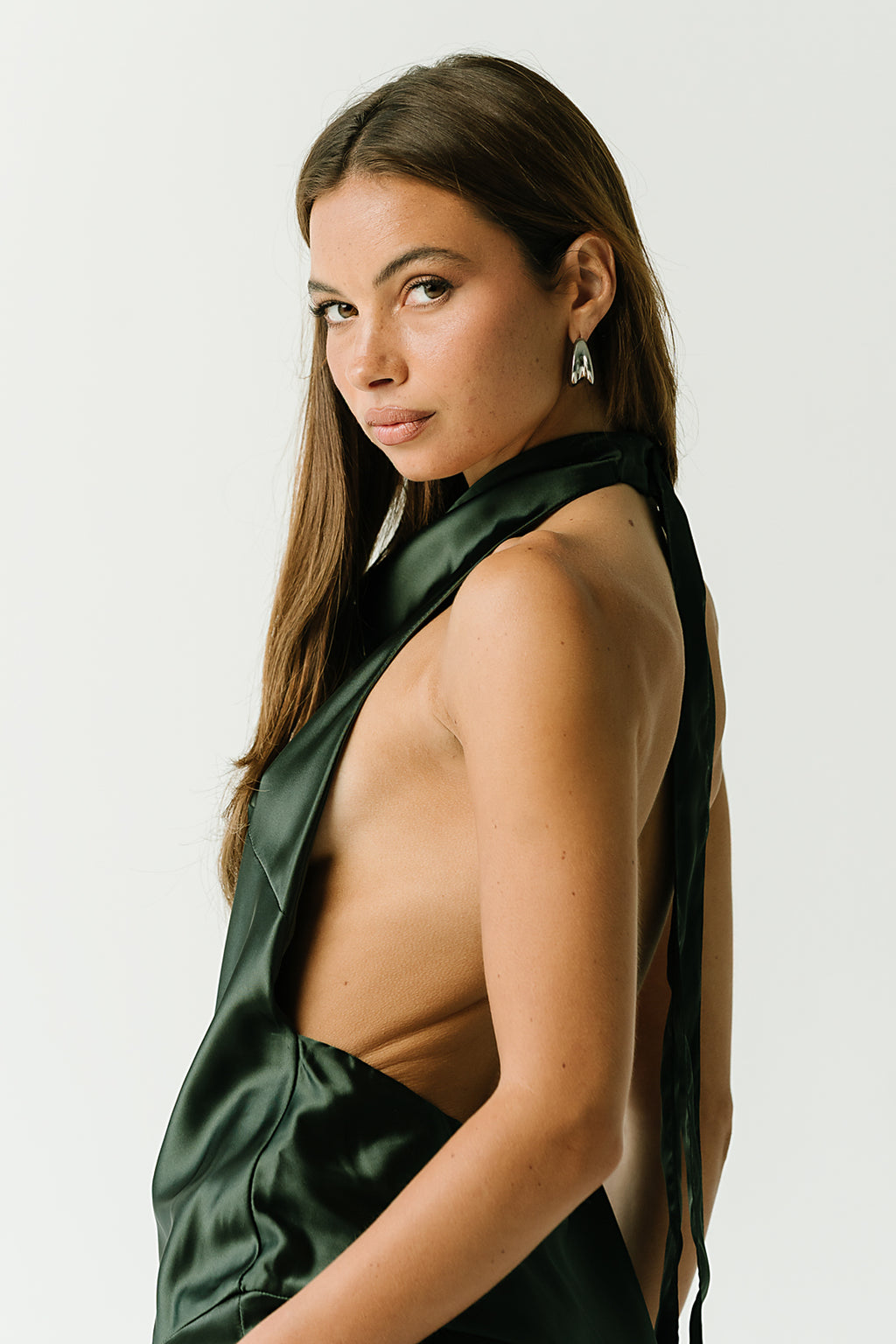 Angelica Satin Halter Dress