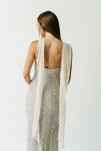 Max Sequin Maxi Dress in Silver