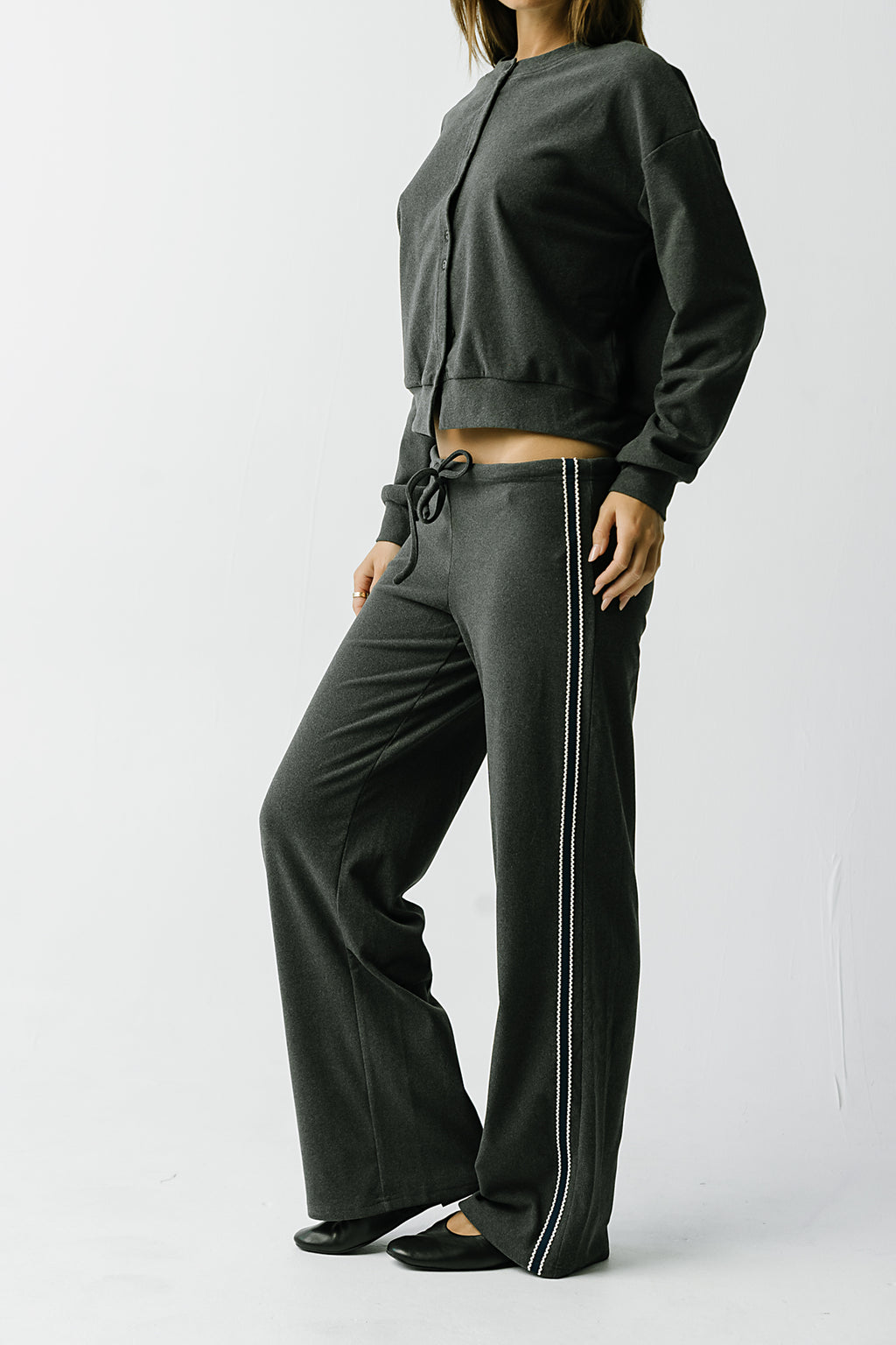 Stacey Stripe Trousers in Charcoal