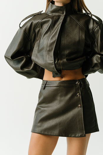 Landry Textured Faux Leather Skort