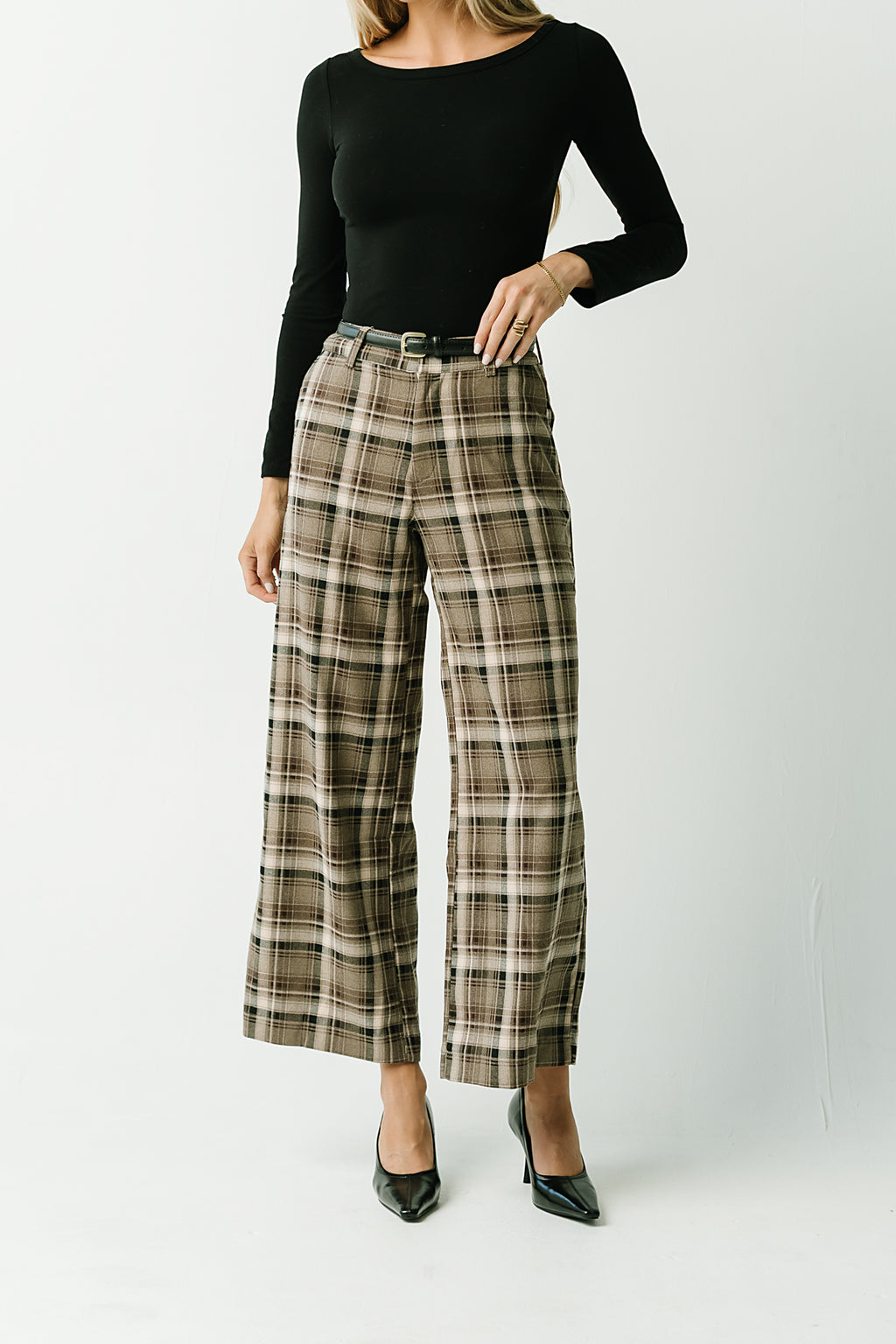 Wren Plaid Wide Leg Pants