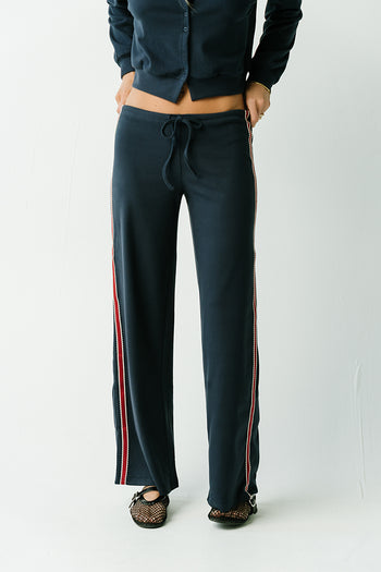 Stacey Stripe Trousers in Navy