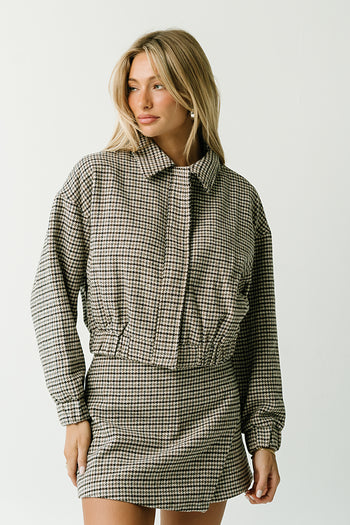 Sophie Houndstooth Bomber Jacket