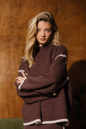 Avani Contrast Sweater in Brown