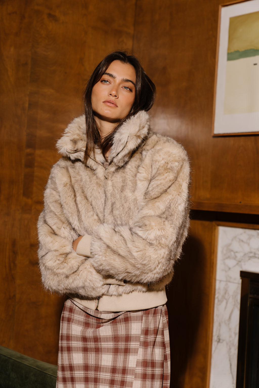 Fallon Faux Fur Bomber Jacket