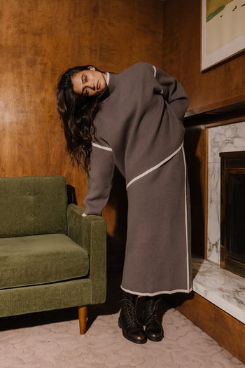 Avani Contrast Sweater in Stone