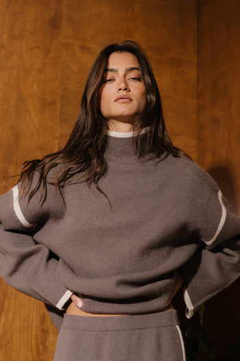 Avani Contrast Sweater in Stone