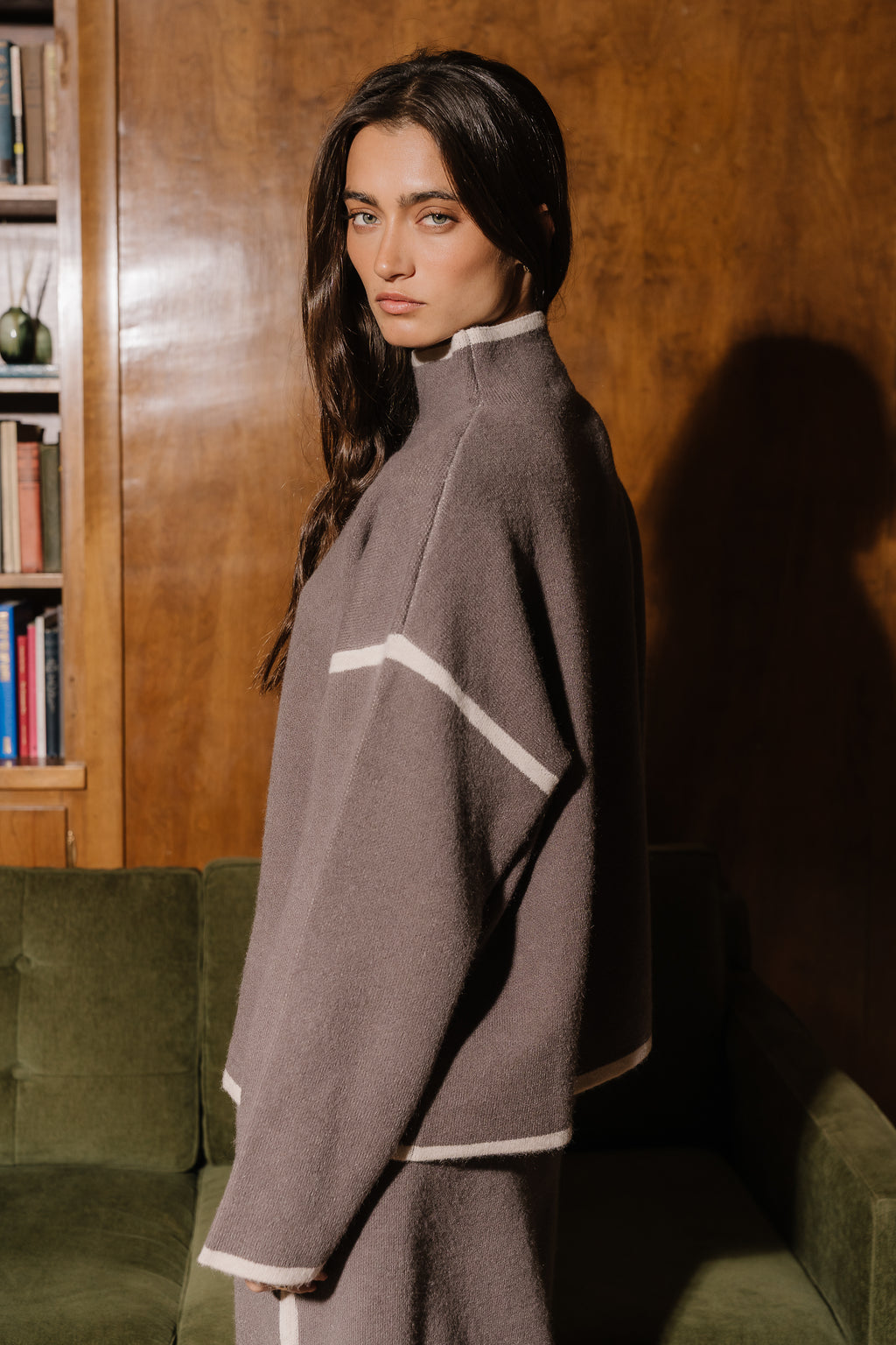 Avani Contrast Sweater in Stone