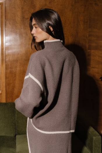 Avani Contrast Sweater in Stone