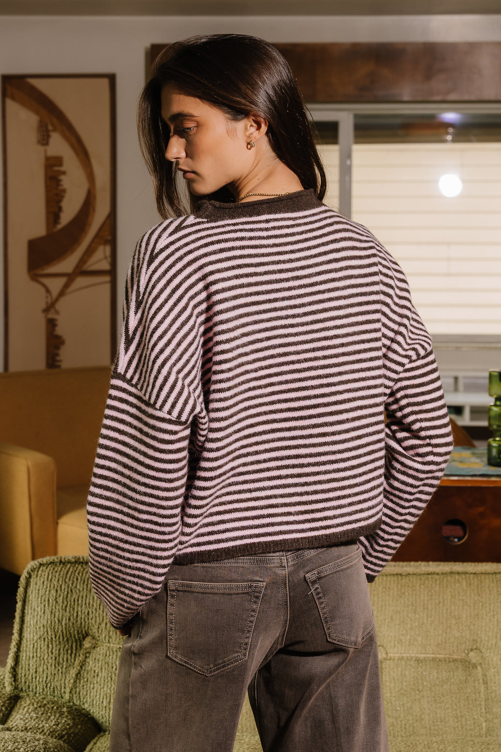Miriam Striped Cardigan in Pink