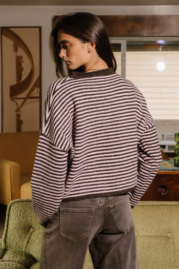 Miriam Striped Cardigan in Pink