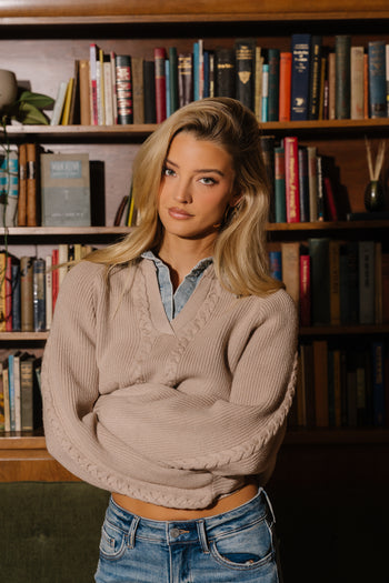Melissa Contrast Sweater in Bone