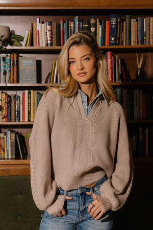Melissa Contrast Sweater in Bone