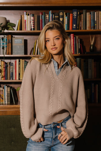Melissa Contrast Sweater in Bone