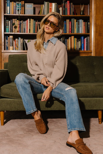 Melissa Contrast Sweater in Bone