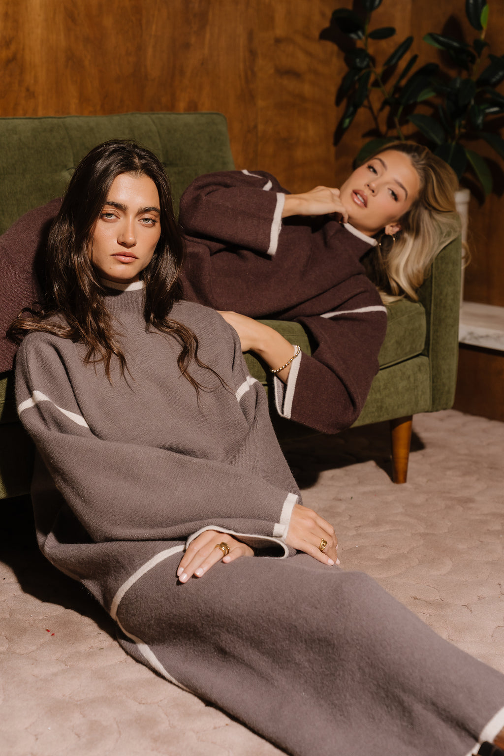 Avani Contrast Sweater in Stone