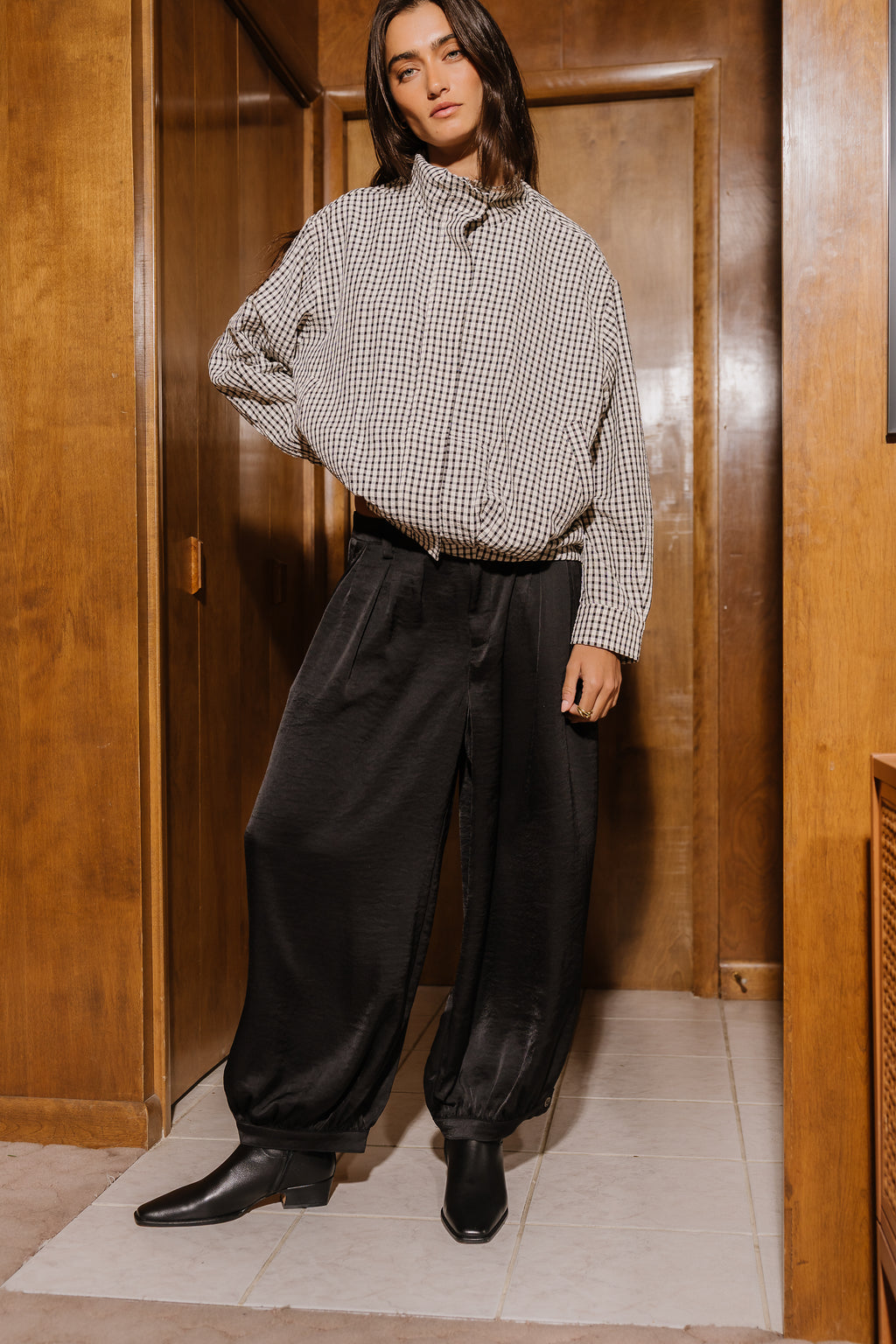 Barbara Satin Balloon Pants in Black