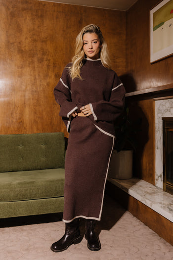 Avani Contrast Sweater in Brown