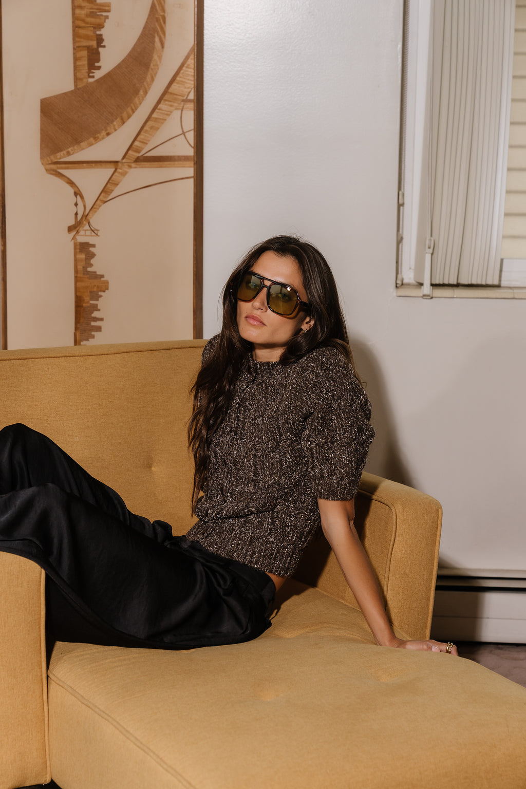Annissa Button Sweater in Brown