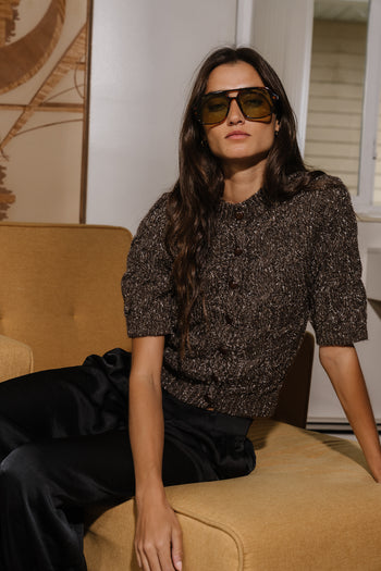 Annissa Button Sweater in Brown